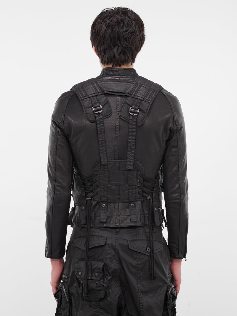 Black Coated Canvas Utility Vest (917VEM3-BLACK)
