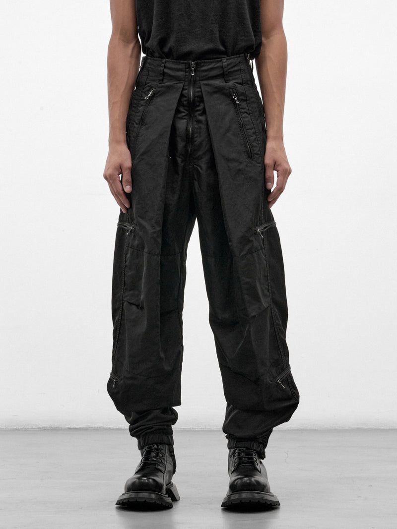 Black Nylon Cargo Pants (957PAM15-BLACK)