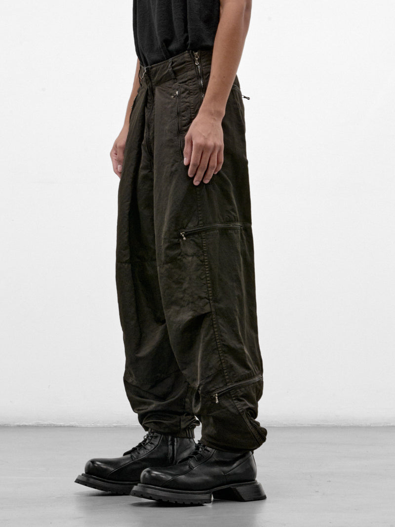 Dark Khaki Nylon Cargo Pants (957PAM15-DARK-KHAKI)
