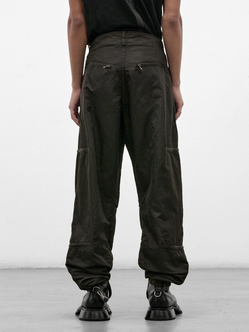 Dark Khaki Nylon Cargo Pants (957PAM15-DARK-KHAKI)