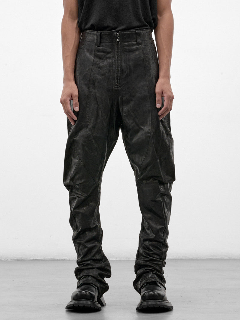 Black Leather Slim Pants (957PAM23-BLACK)
