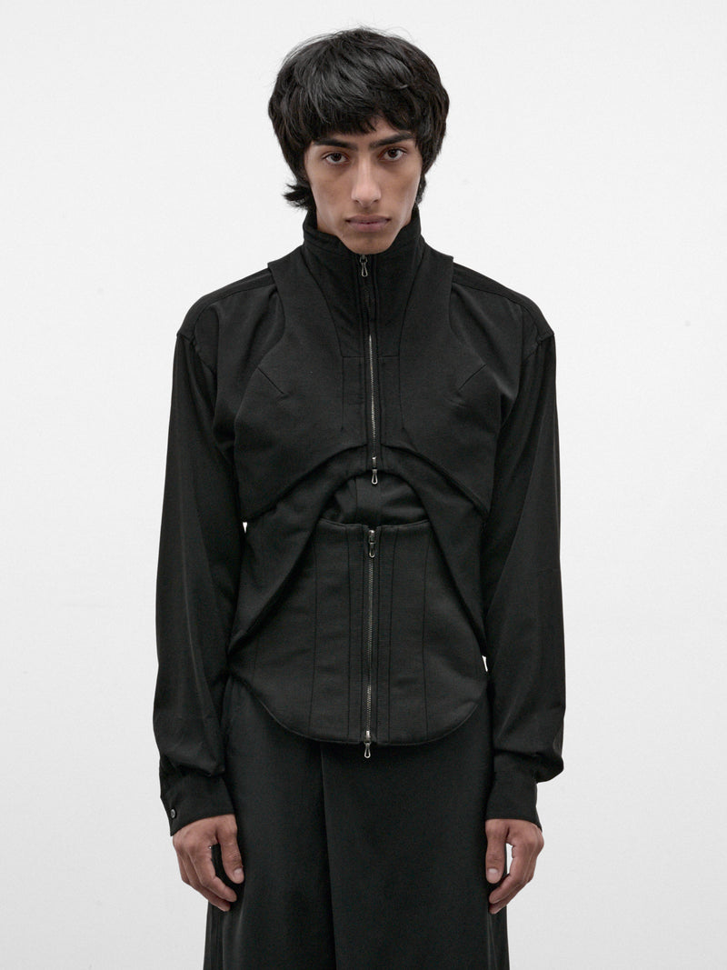 Black Cotton-Silk Vest (957VEM1-BLACK)