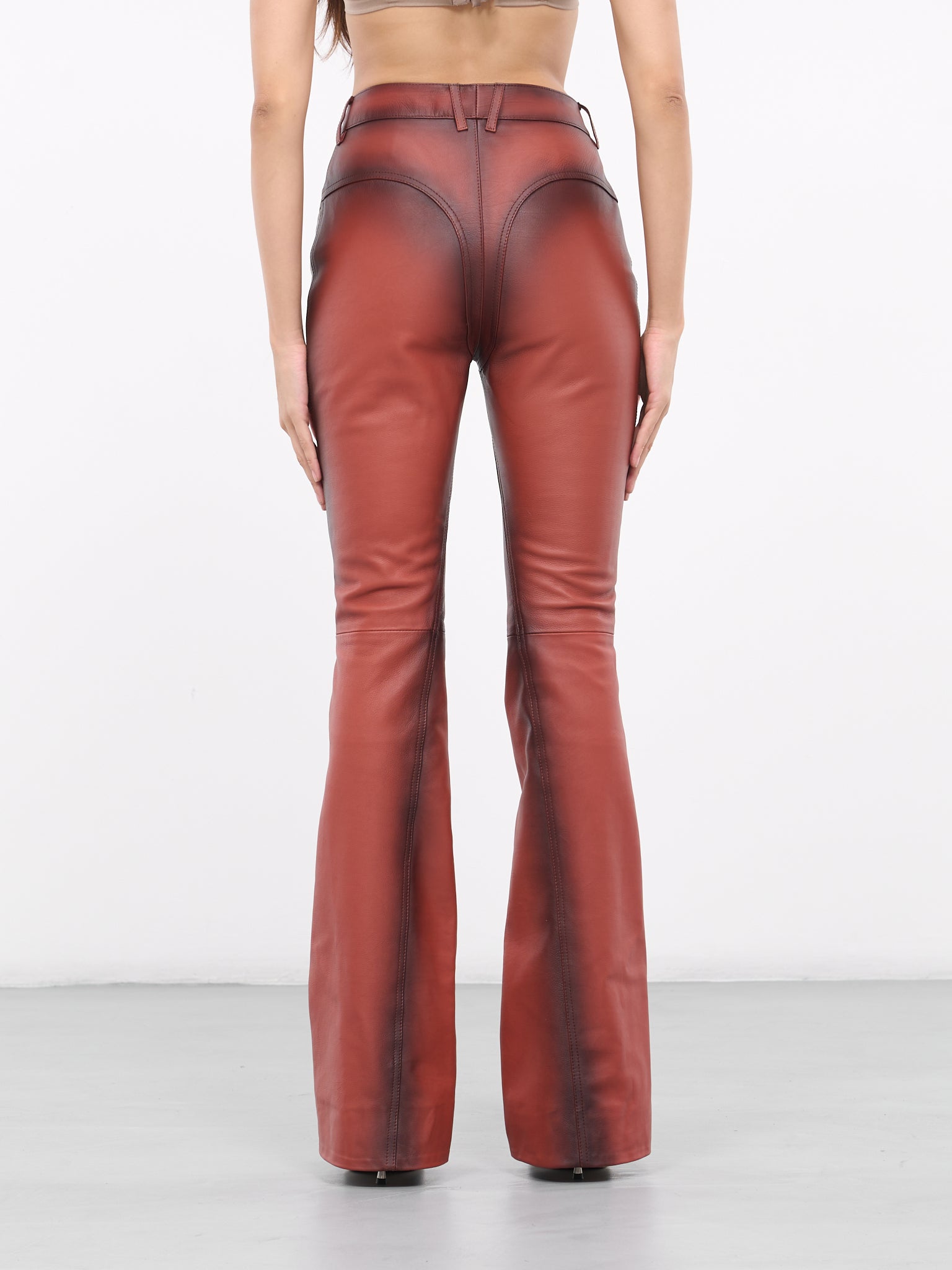 Leather Bootcut Trousers (9PA04079001-TABACCO)