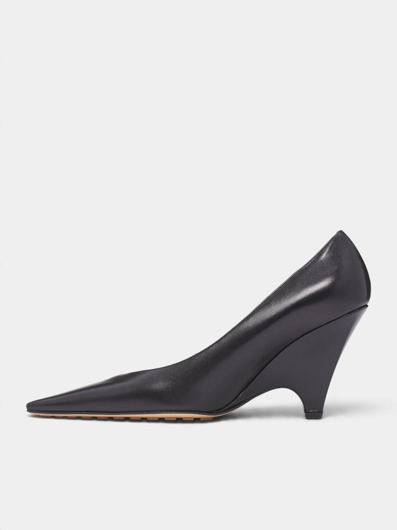 Black Leather Scaletta Pumps (A006P0VBSF0-1000-BLACK)