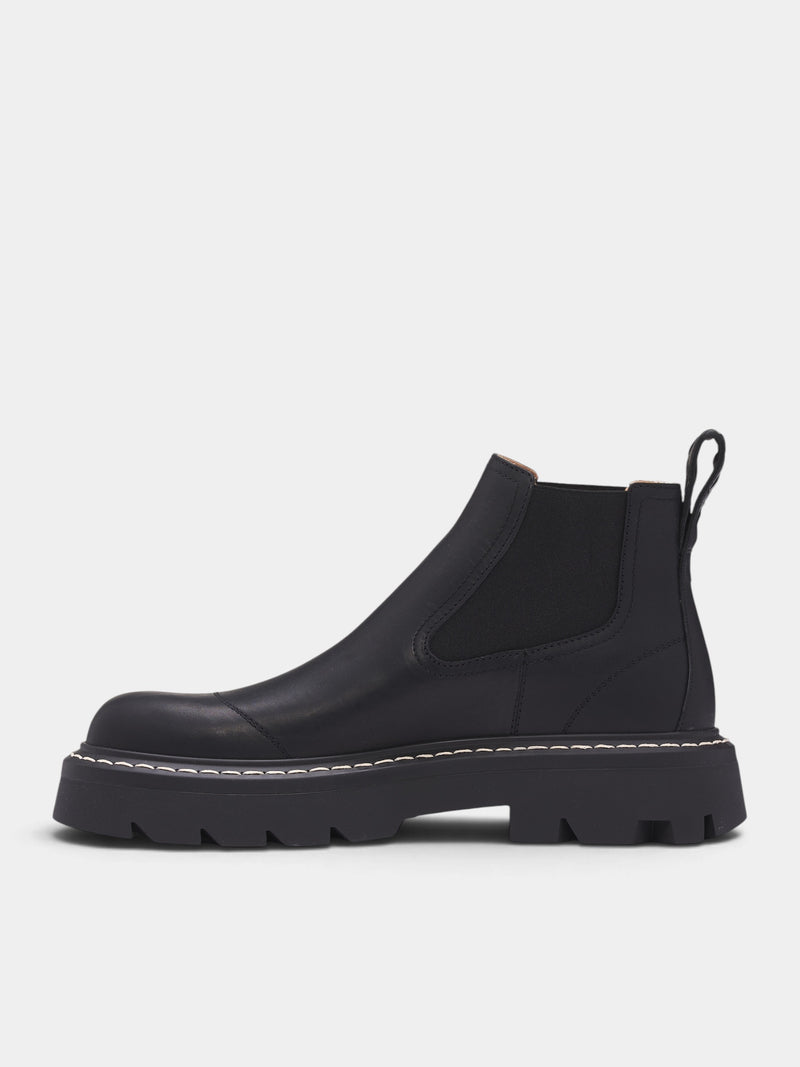 Black Chunky Chelsea Ankle Boots (A007B8VBS50-1000-BLACK)