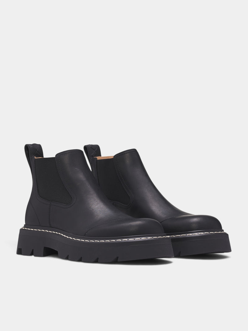 Black Chunky Chelsea Ankle Boots (A007B8VBS50-1000-BLACK)