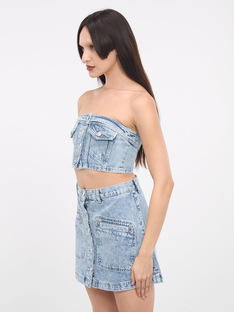 Denim Corset Crop Top (A0803-3236-1295-FANTASY-BLUE)