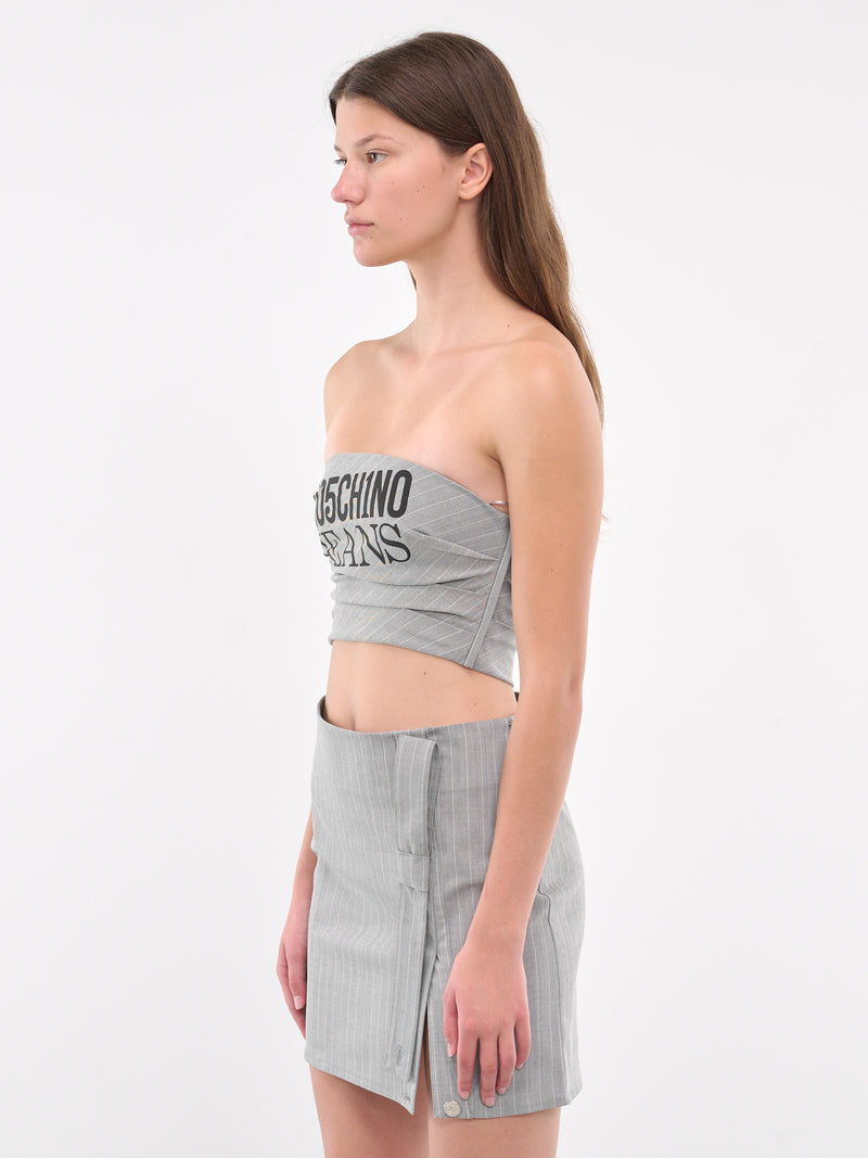 Pinstripe Logo Tube Top (A0812-8725-MULTI-GREY)