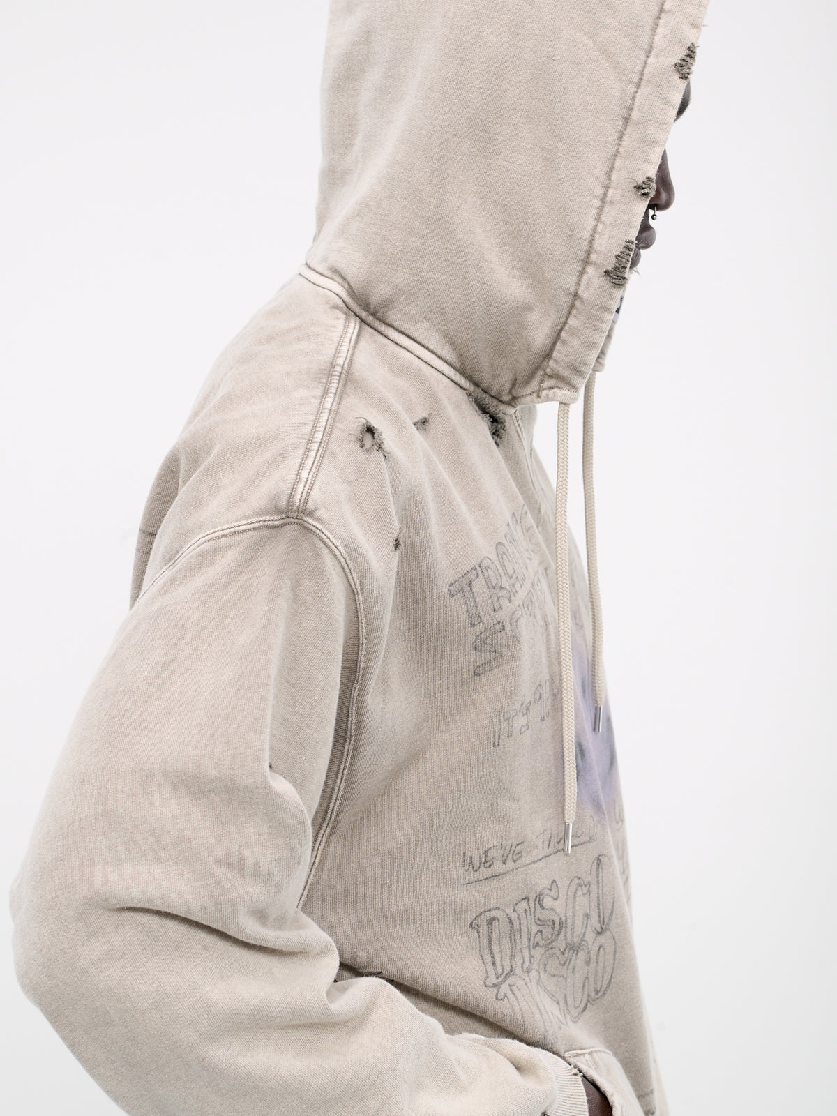 Distressed Graphic Hoodie (A12HD551-BEIGE)