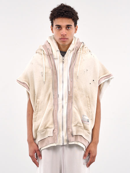 Layered Sleeveless Zip Hoodie (A14VT562-WHITE) Layered Sleeveless Zip Hoodie (A14VT562-WHITE)