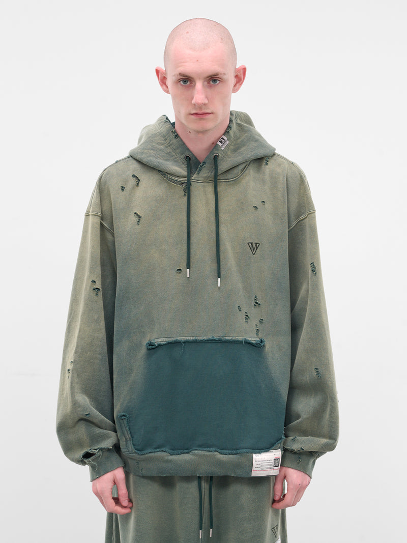 Green Deconstructed Distressed Hoodie (A15HD552-GREEN)