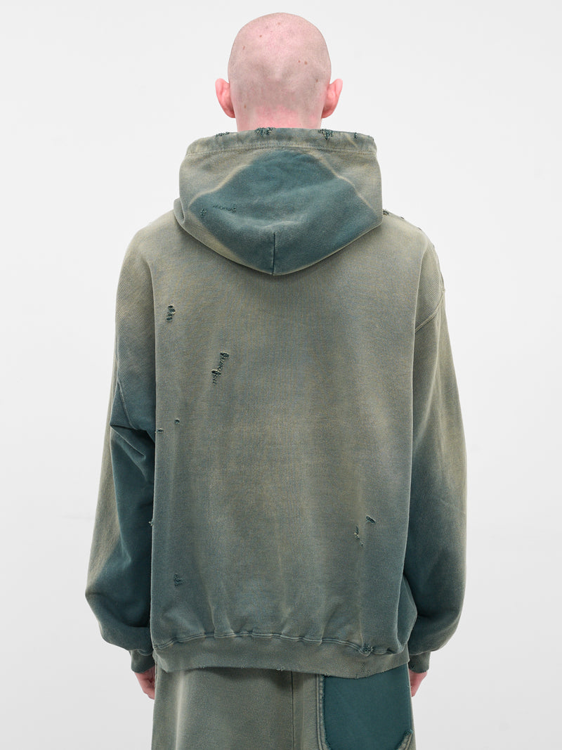 Green Deconstructed Distressed Hoodie (A15HD552-GREEN)