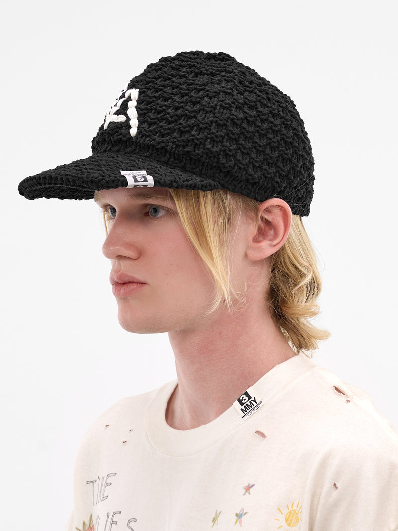 Black LA Crochet Knit Hat (A16AC402-BLACK)