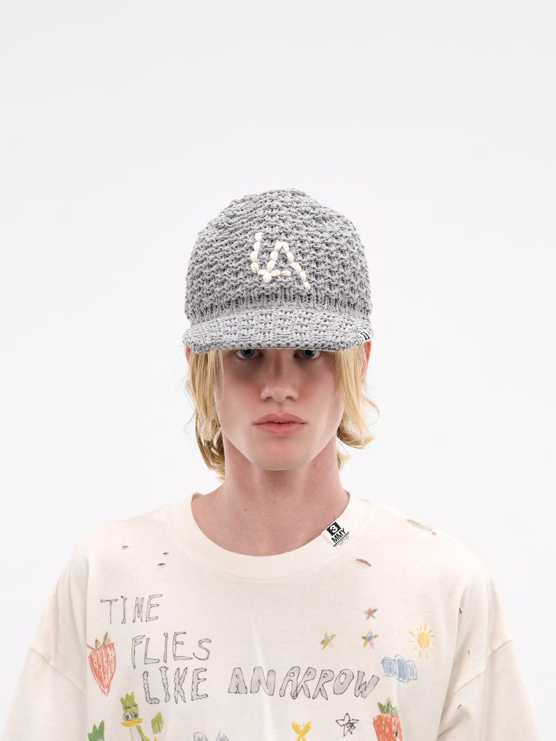 Gray LA Crochet Knit Hat (A16AC402-GRAY)