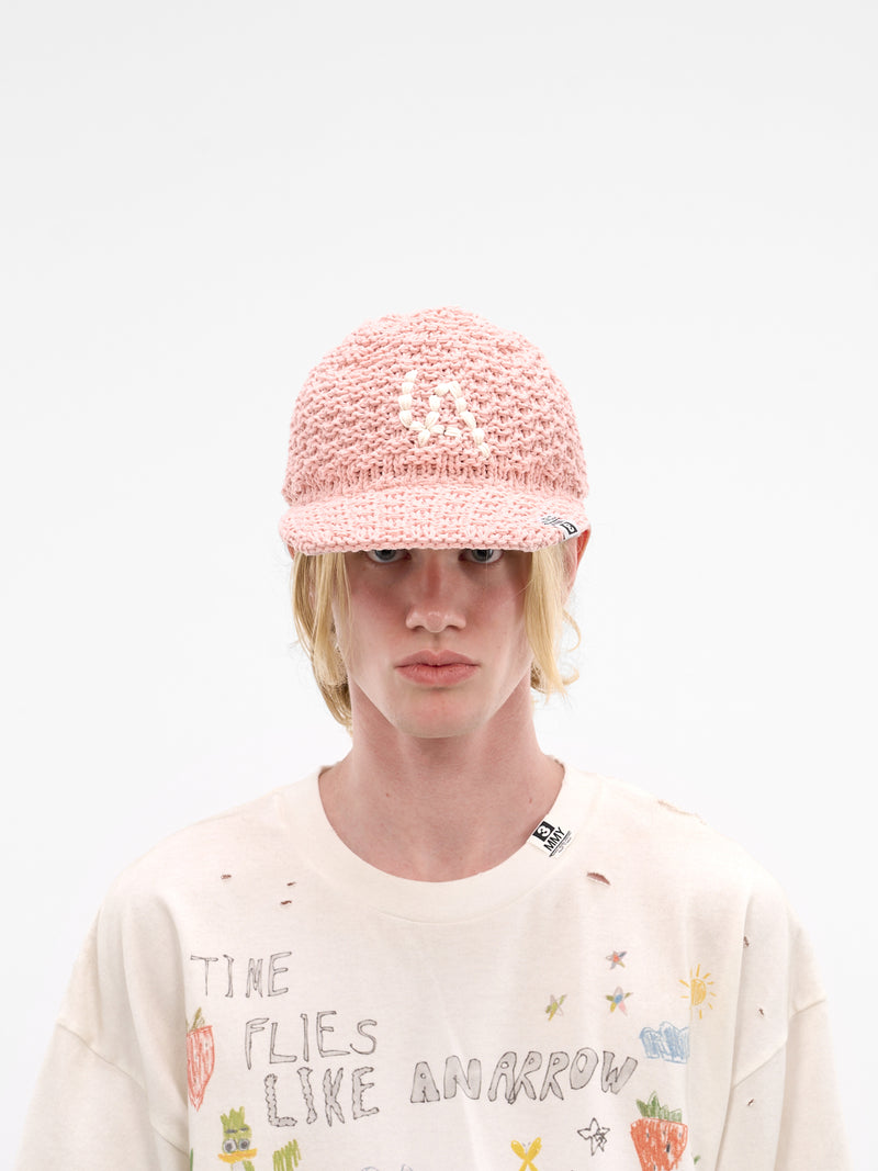 Pink LA Crochet Knit Hat (A16AC402-PINK)