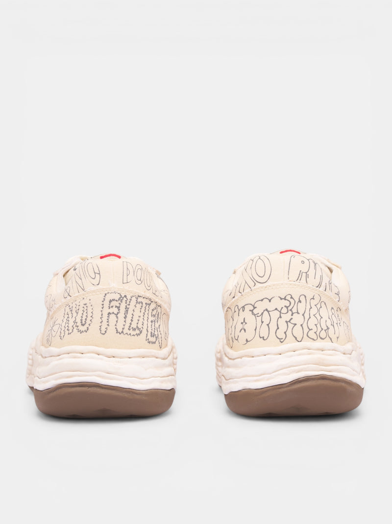 White Leather Graphic Oliver Sneakers (A16FW705-WHITE)