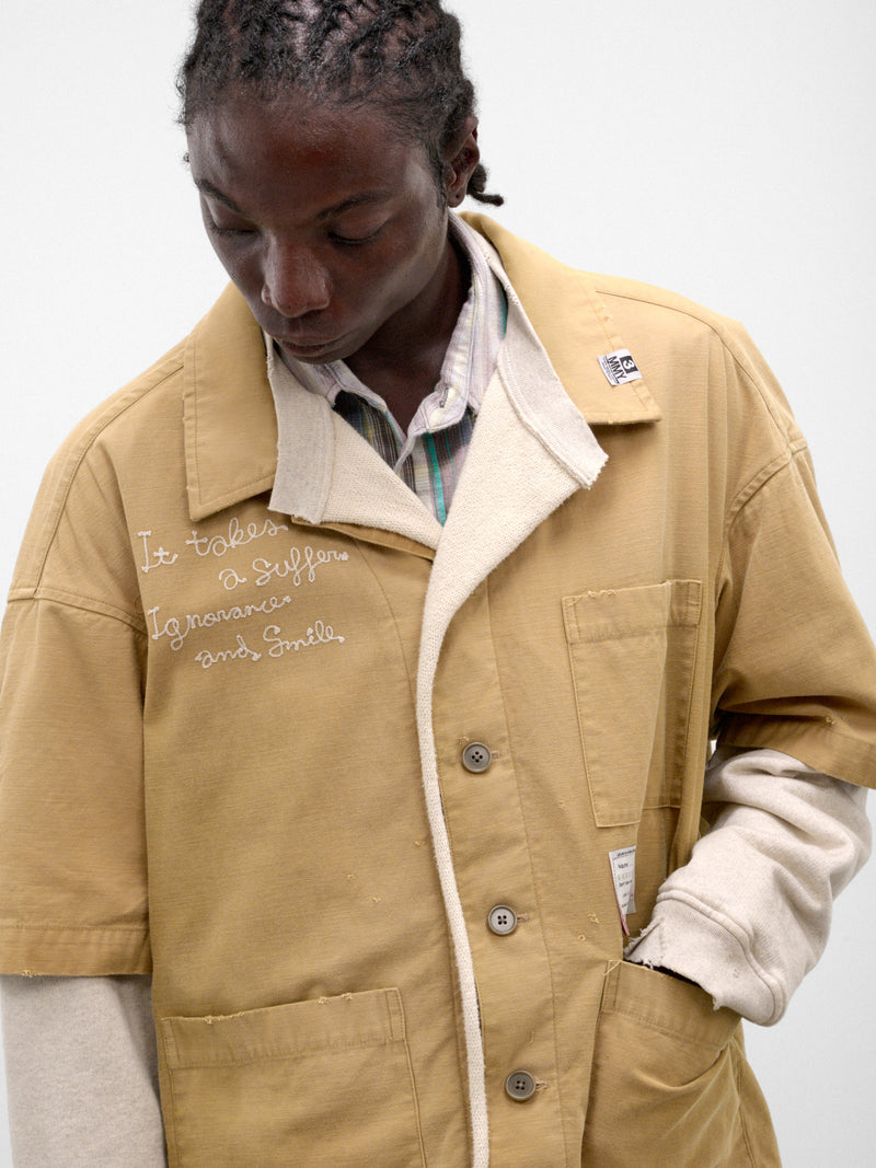 Mustard Cotton Layered Workwear Shirt (A17SH087-MUSTARD)