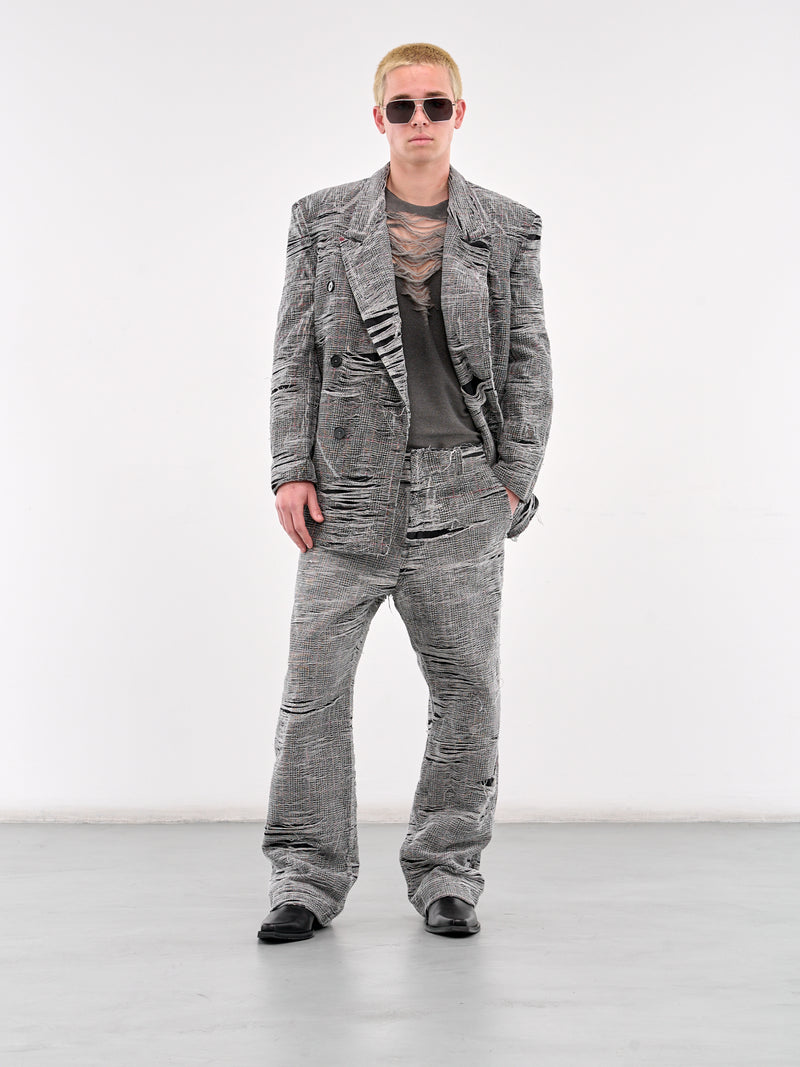 D-Boix Distressed Plaid Trousers (A18159-OCMBR-GREY)