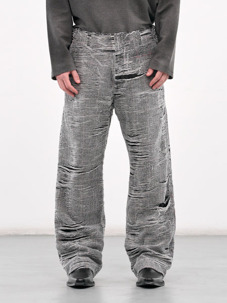 D-Boix Distressed Plaid Trousers (A18159-OCMBR-GREY)