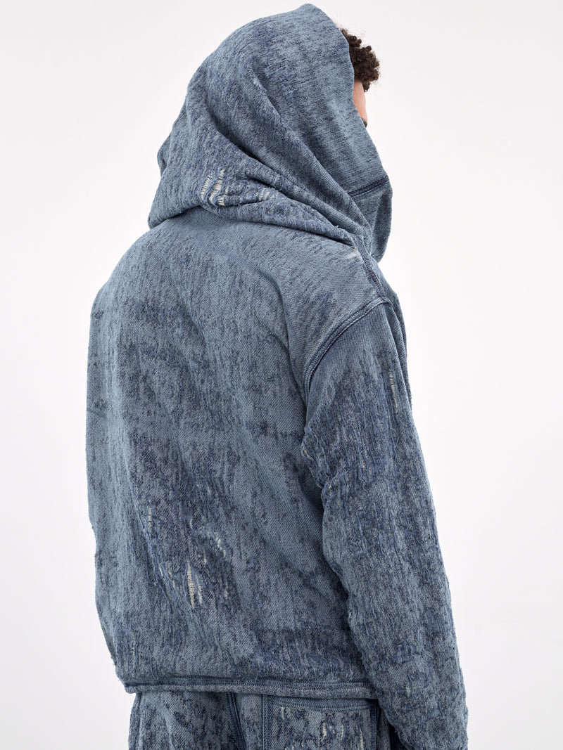 D-Umbrix-Fsg Distressed Hooded Sweater (A18935-068RQ-BLUE)