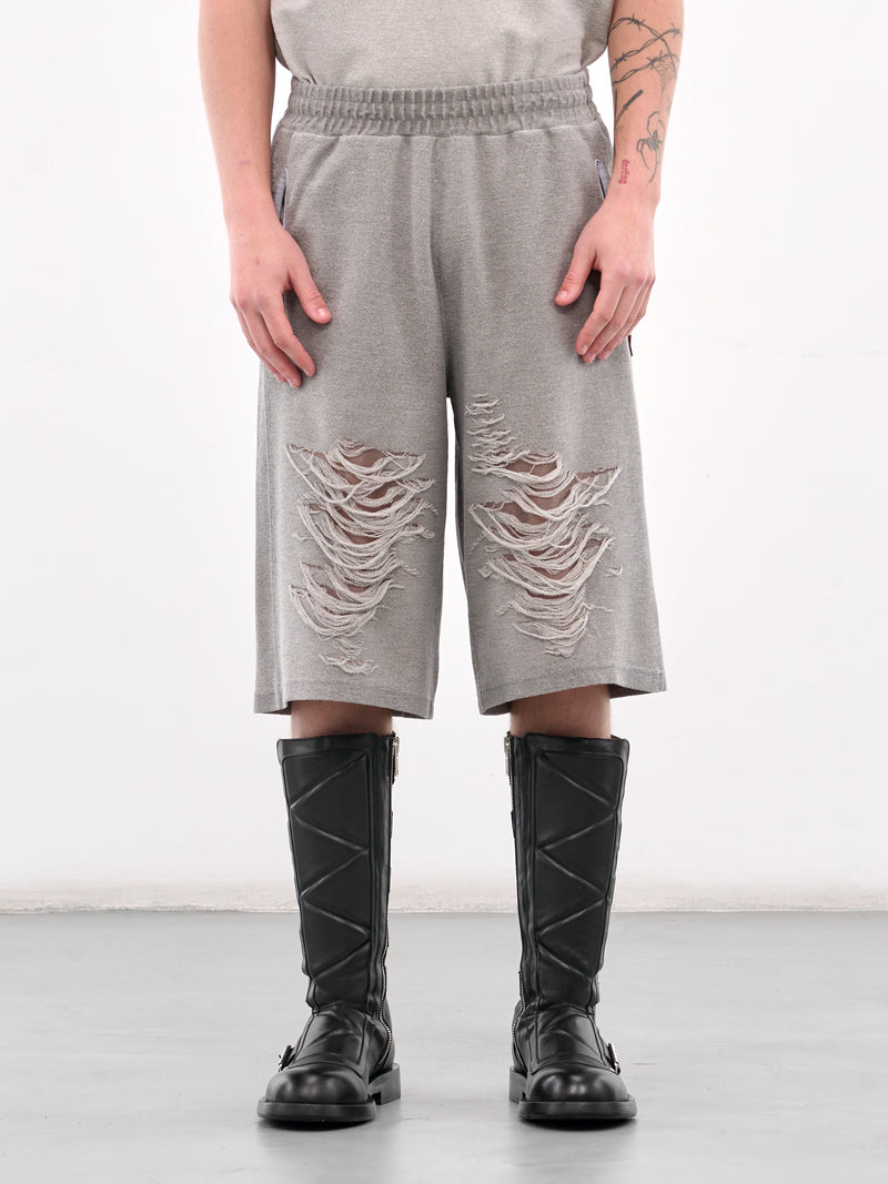P-Perc Distressed Sweat Shorts (A19116-0PLAI-GREY)