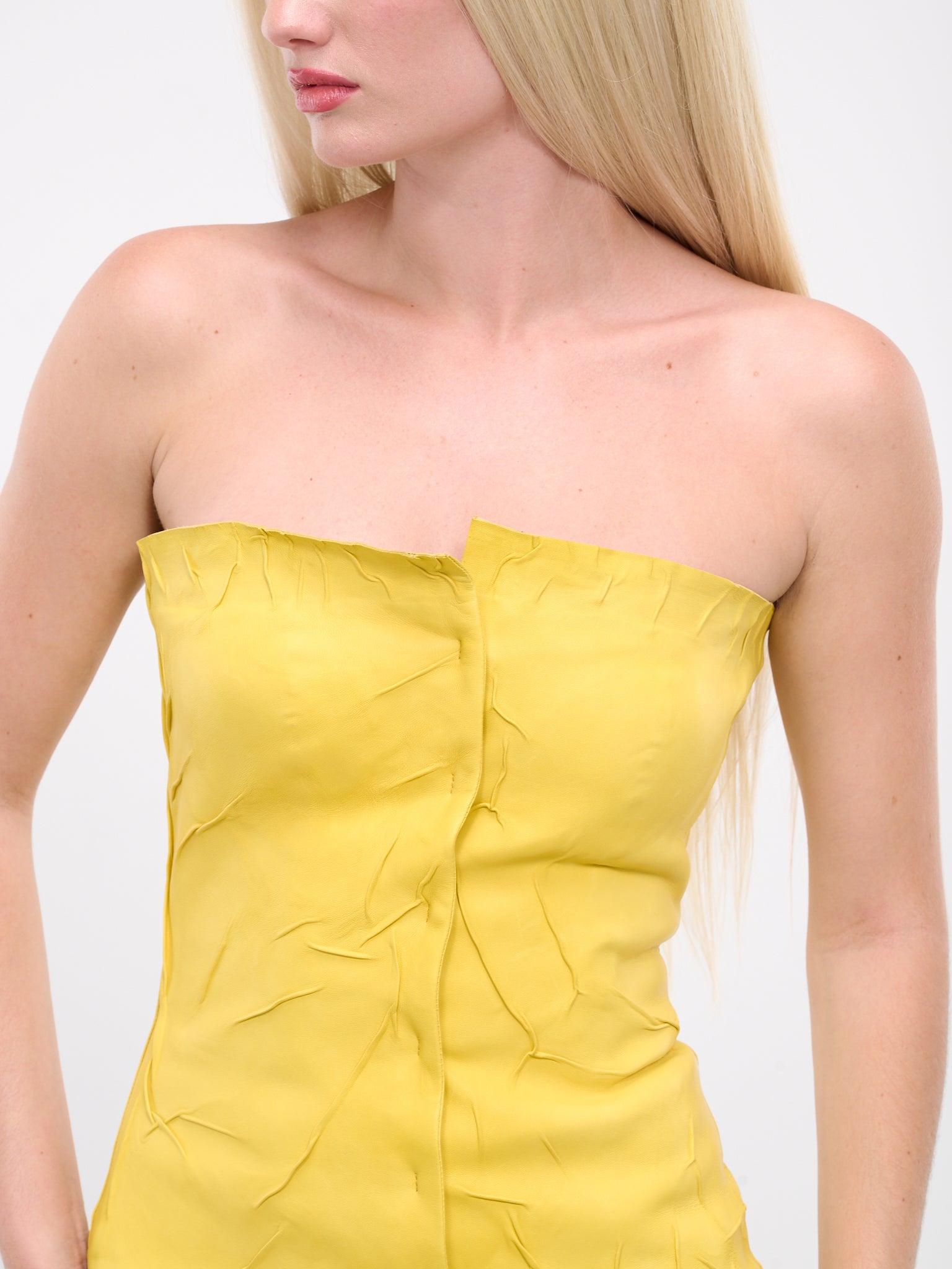 Leather Bustier Dress (A20671-YELLOW)