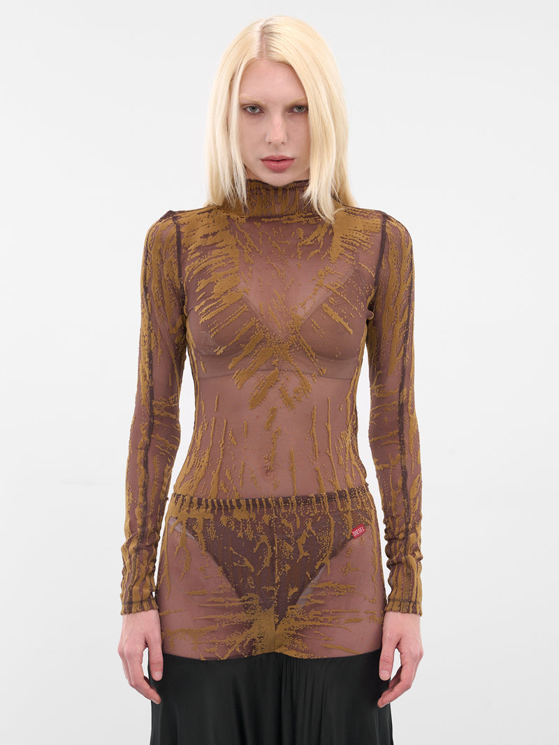 Brown T-Angery Abstract Mesh Bodysuit (A21306-0SLCR-7CSA-BROWN)