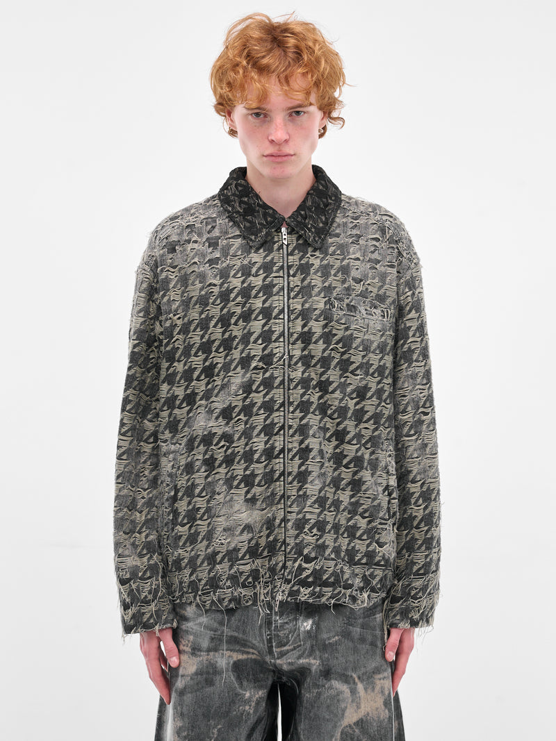 Black De-Elmo-Fsh Laser Houndstooth Jacket (A21351-0CEBJ-02-BLACK-DENIM)