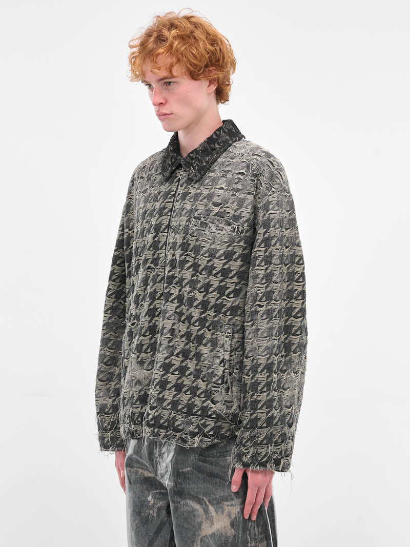 Black De-Elmo-Fsh Laser Houndstooth Jacket (A21351-0CEBJ-02-BLACK-DENIM)