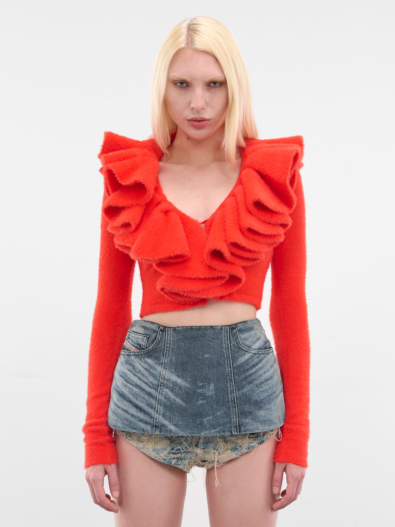 Red M-Inge Ruffled Knit Top (A21448-0CECX-38L-RED)