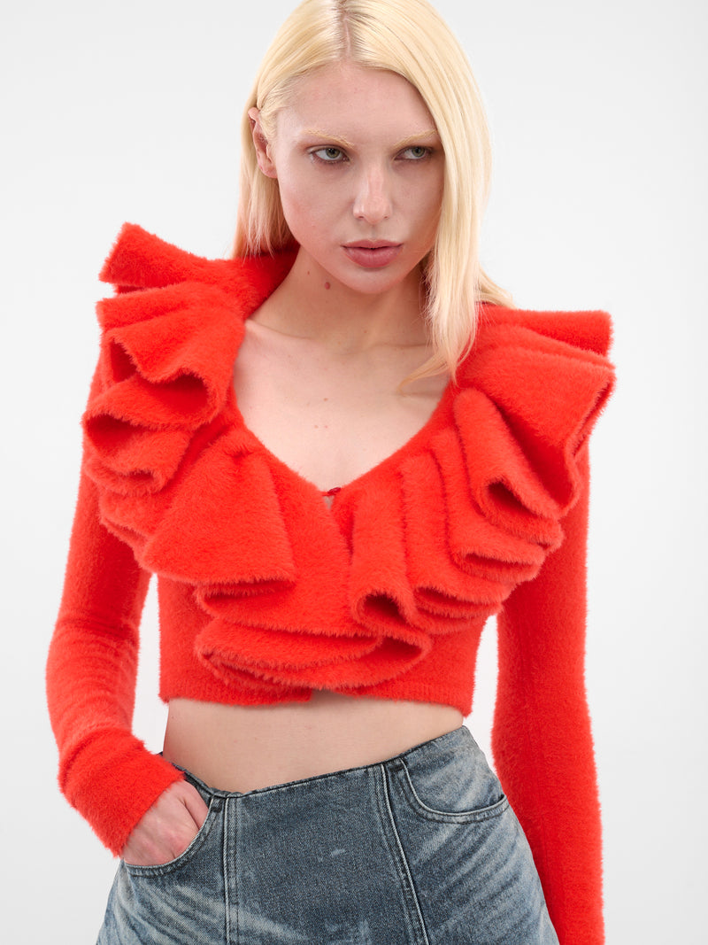 Red M-Inge Ruffled Knit Top (A21448-0CECX-38L-RED)
