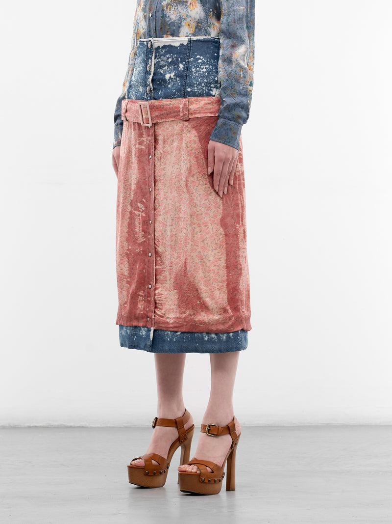 O-Ssido Hybrid Trompe L'oeil Skirt (A22297-0JMCC-38WA-SCARLET)