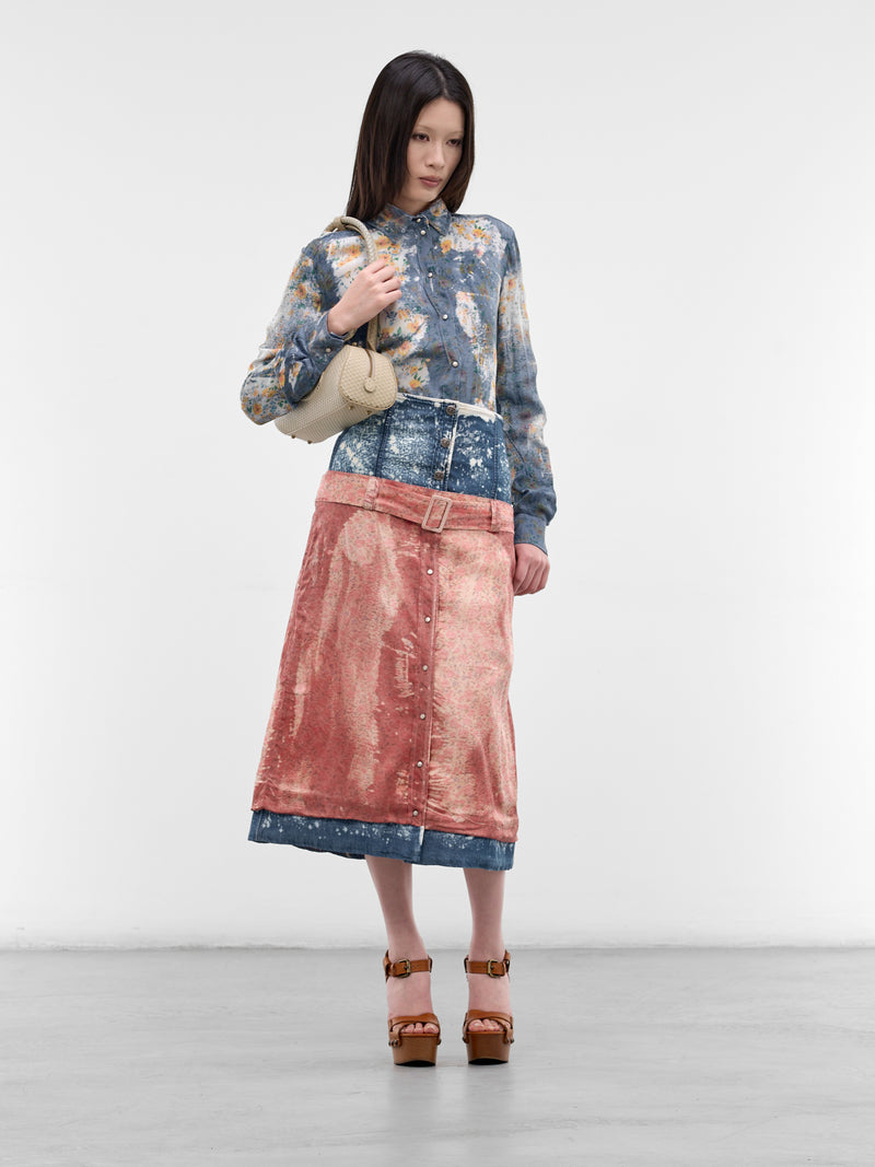 O-Ssido Hybrid Trompe L'oeil Skirt (A22297-0JMCC-38WA-SCARLET)