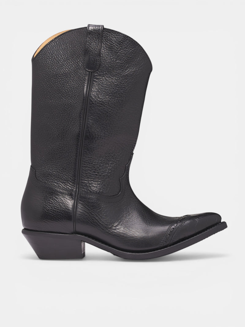 Black Leather Consultant Cowboy Boots (A2267CDB-DEEP-BLACK)