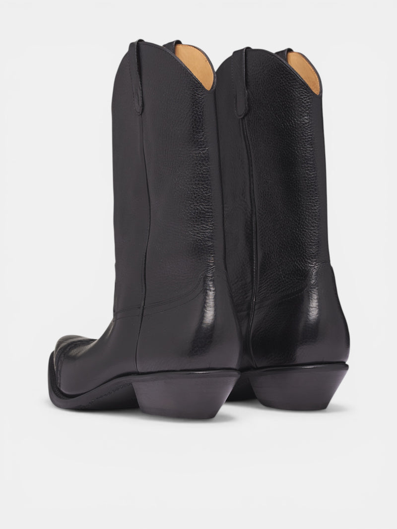 Black Leather Consultant Cowboy Boots (A2267CDB-DEEP-BLACK)