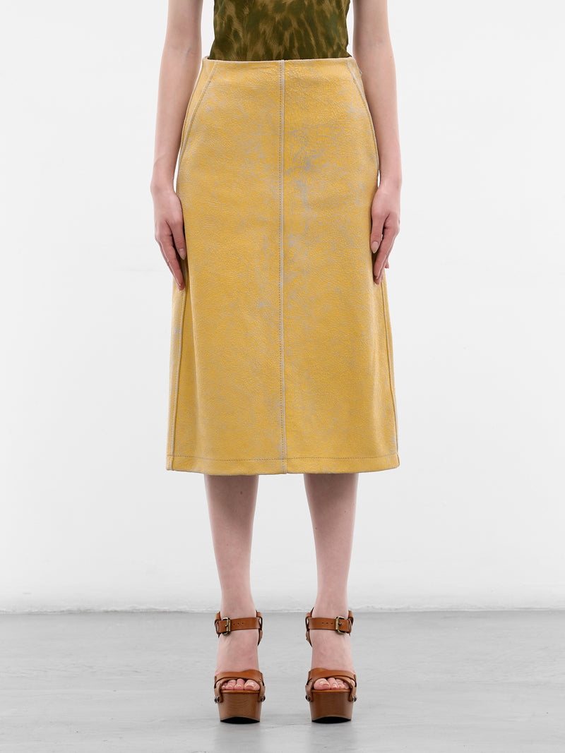 L-Erina Yellow Sheepskin Midi Skirt (A22882-0EGEQ-23TA-GOLDEN-YELLO)