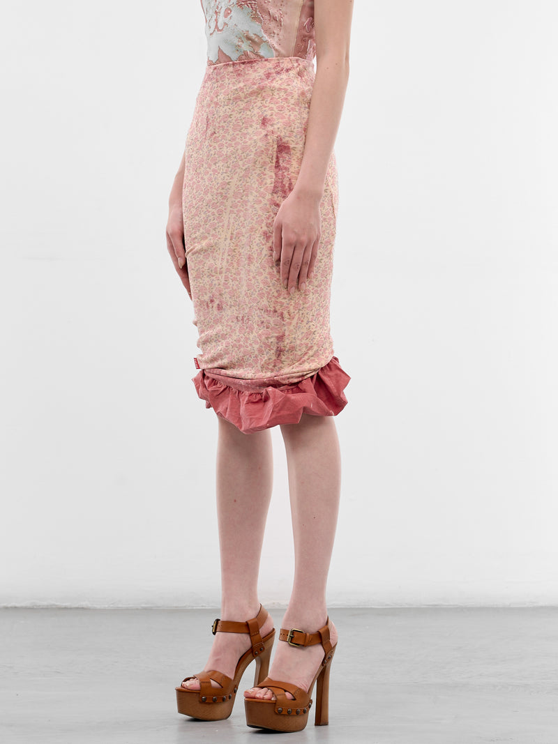 O-Pale Layered Puffy Hem Skirt (A22940-0IFBA-38WA-SCARLET)