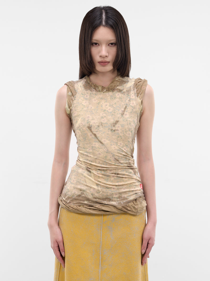 T-Ory Asymmetric Layered Bleached Tank (A22945 0IFBA 7FYA-LATTE)