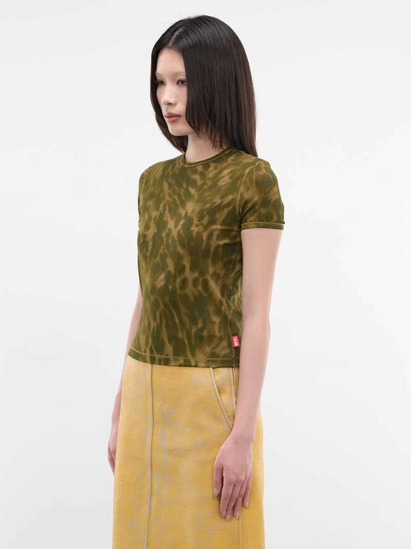 Brown Animal Fur Print Tee (A23572-0TJBF-5CRA-MILITARY-GRE)