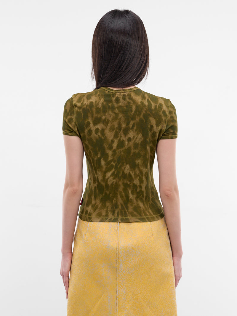 Brown Animal Fur Print Tee (A23572-0TJBF-5CRA-MILITARY-GRE)