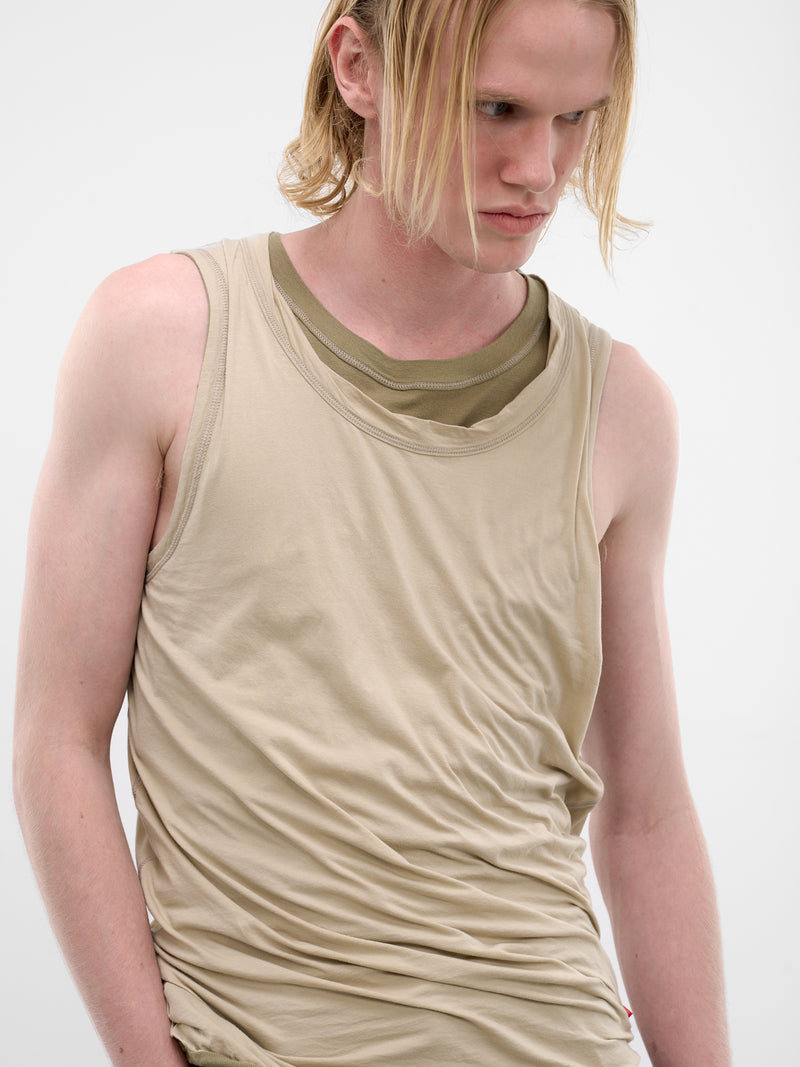 Beige Layered Twisted Tank Top (A23659-0DECQ-11CA-WHITE)