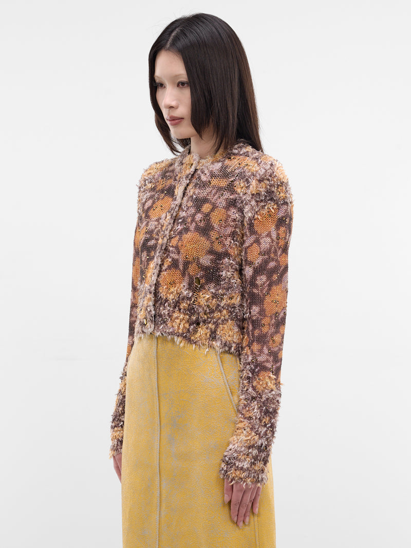 M-Linnea Linen Crystal Cropped Cardigan (A23700-0PLDG-7EU-BROWN)