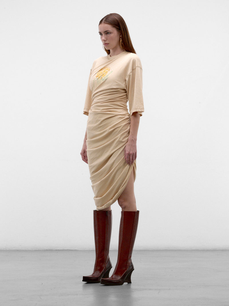 Ivory D-Virta Ruched Midi Dress (A25156-D-VIRTA-IVORY)