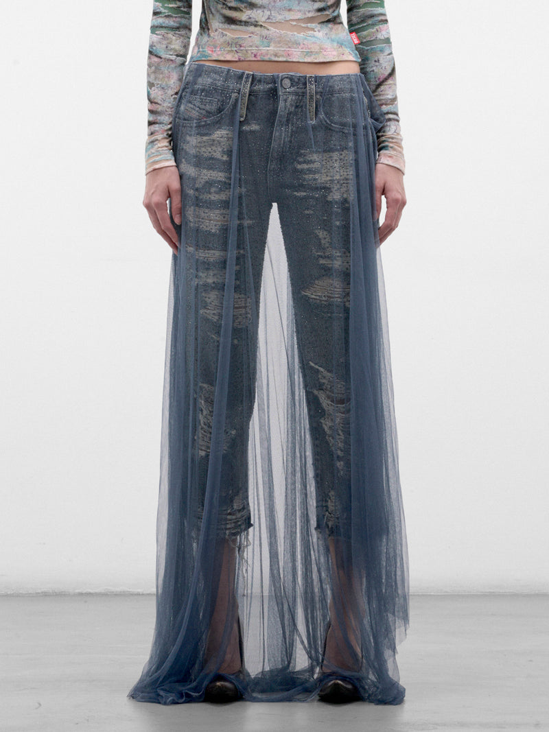 Blue D-Aisi Layered Skirt Jeans (A25248-D-AISI-DENIM-BLUE)