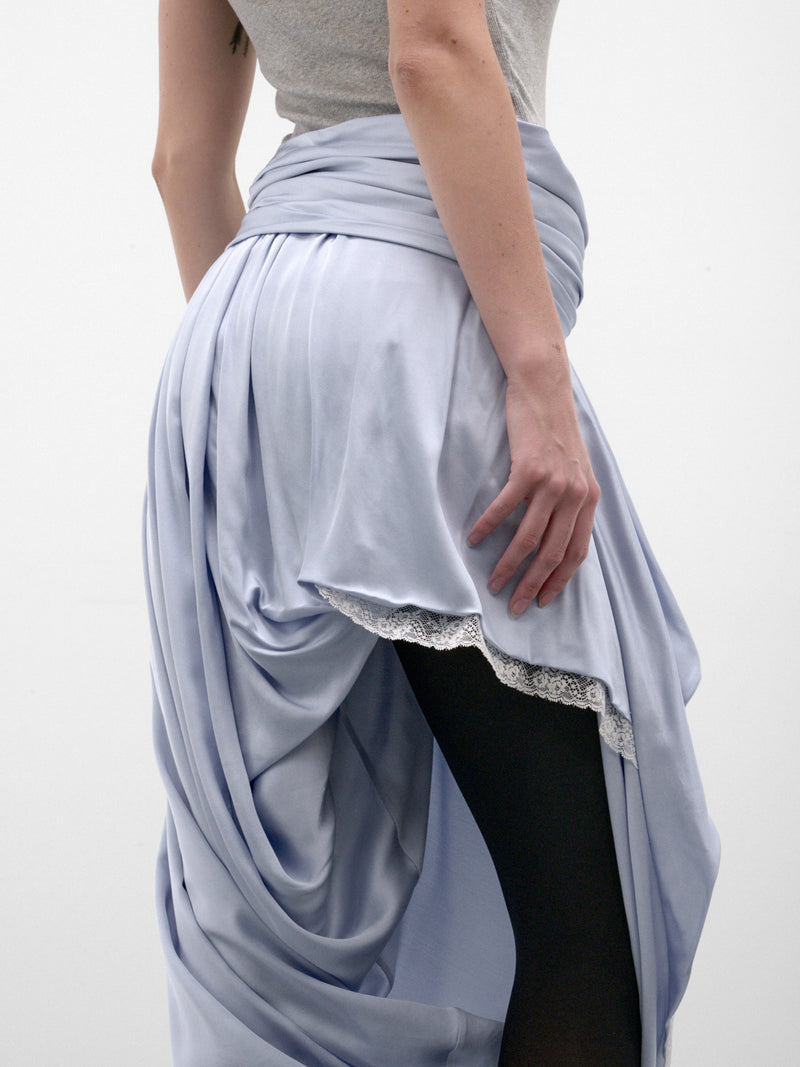 Blue O-Wanda Draped Midi Skirt (A25884-O-WANDA-POWDER-BLUE)