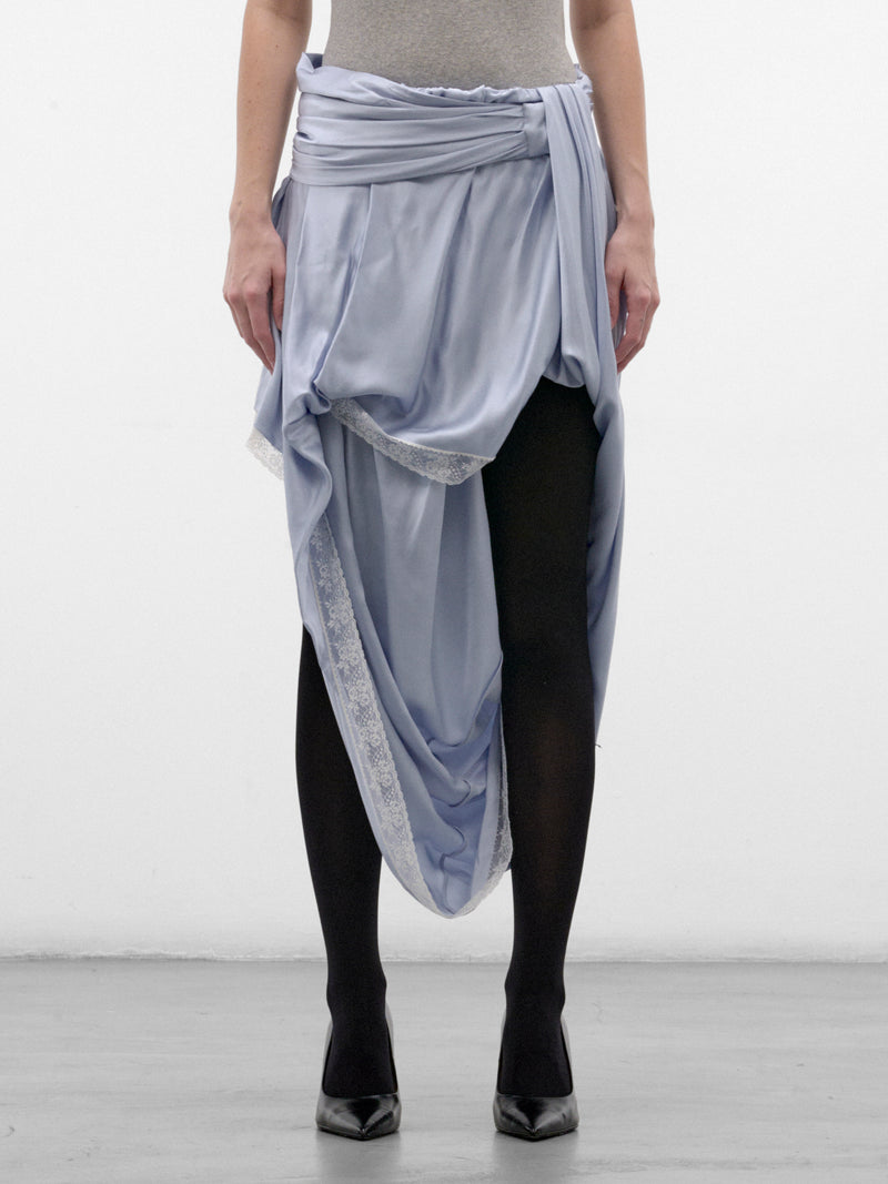 Blue O-Wanda Draped Midi Skirt (A25884-O-WANDA-POWDER-BLUE)