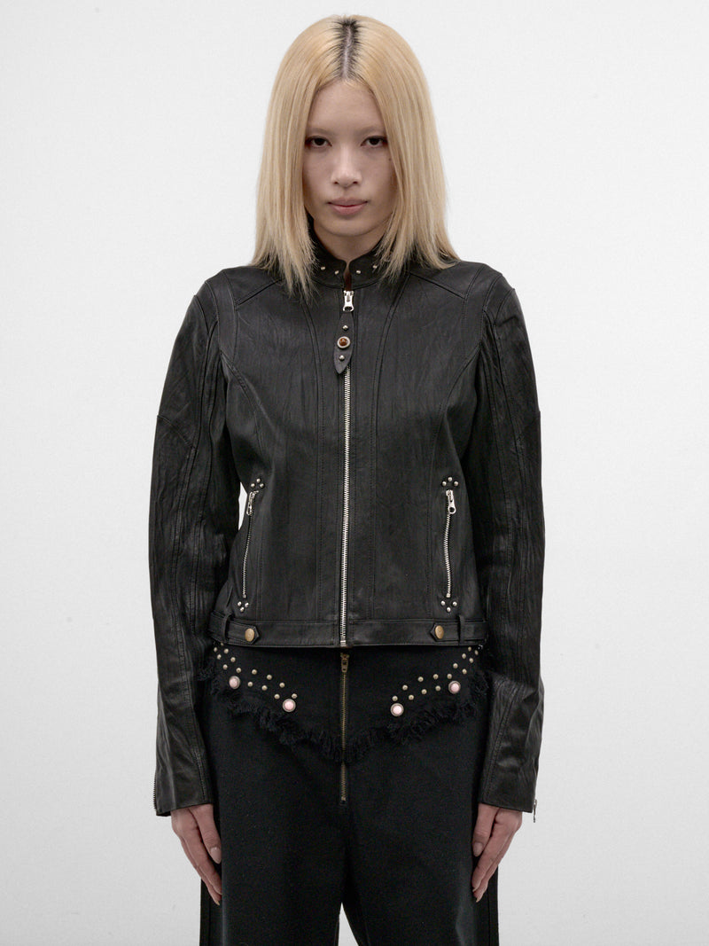 Onyx Rivet Leather Jacket (A26WV16O-ONYX)