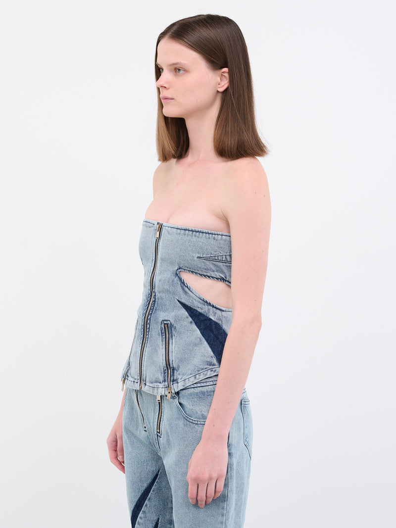 Darted Denim Corset (A3599-5031-INDIGO)