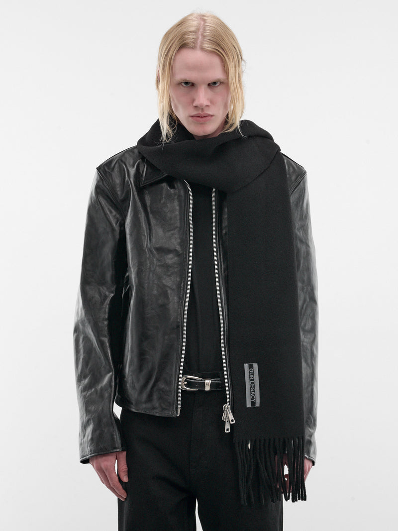 Black Wool Estate Scarf (A4248EAB-BLACK-DOUBLE-WOOL)
