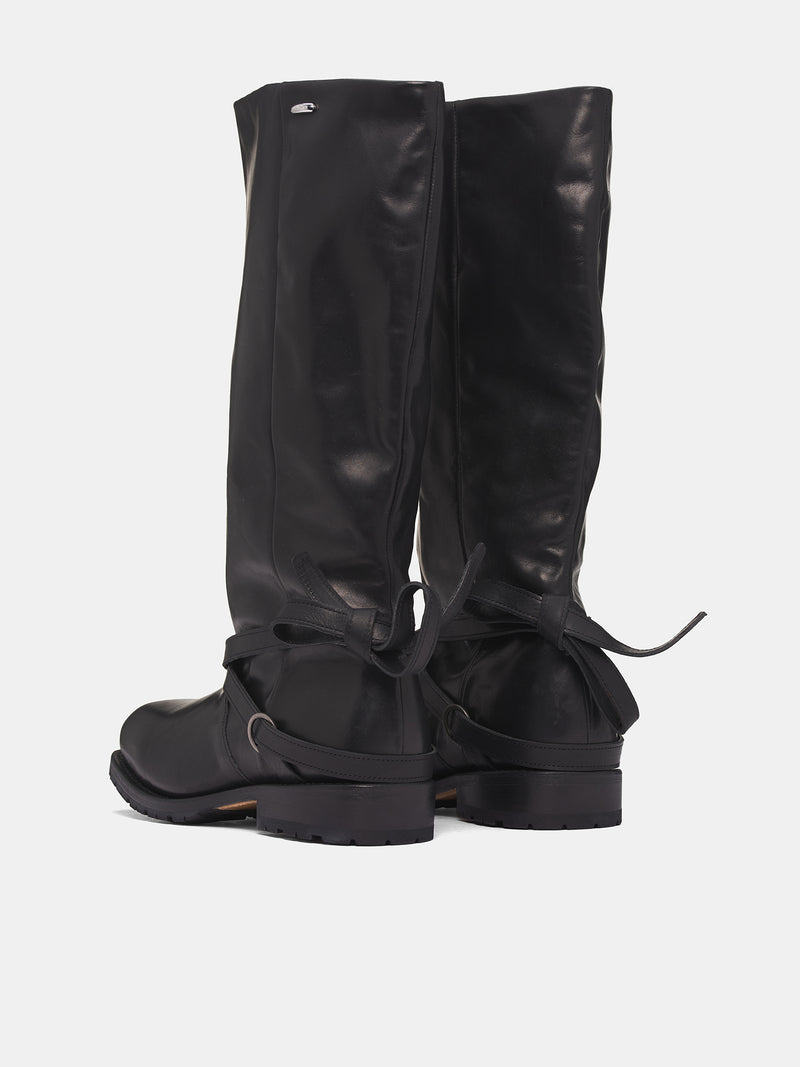 Black High Engine Leather Boots (A4257HB-HIGH-ENGINE-BLACK)